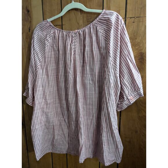 Terra & And Sky Shirt Womens Plus Size 3X 24W 26W Top Pink Purple Ruffle Front - Picture 3 of 5